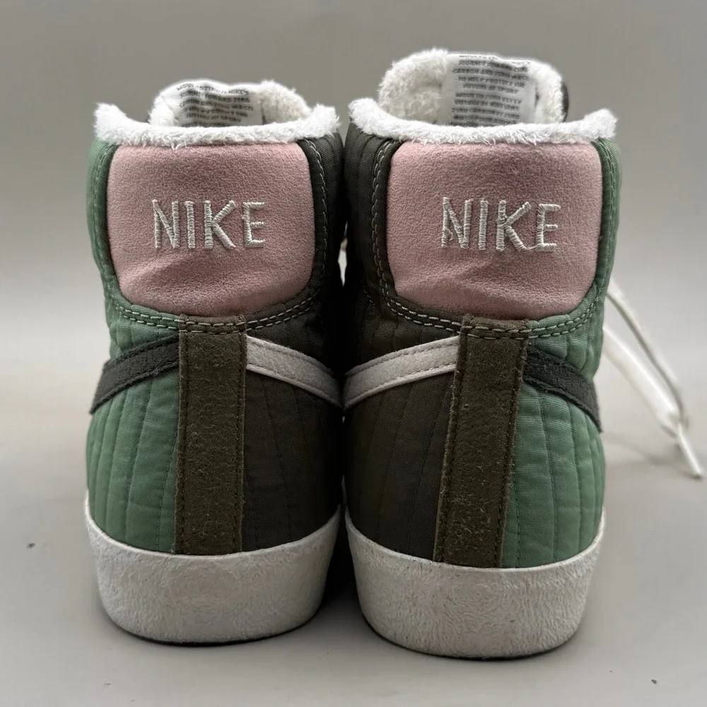 Nike Blazer Mid 77 Kids 5Y Quilted Fleece Lined Green Brown DO5216-331